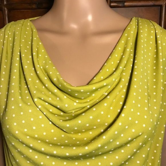 Jones New York Lime Dot Drape Front Sleeveless Top - Picture 7 of 12